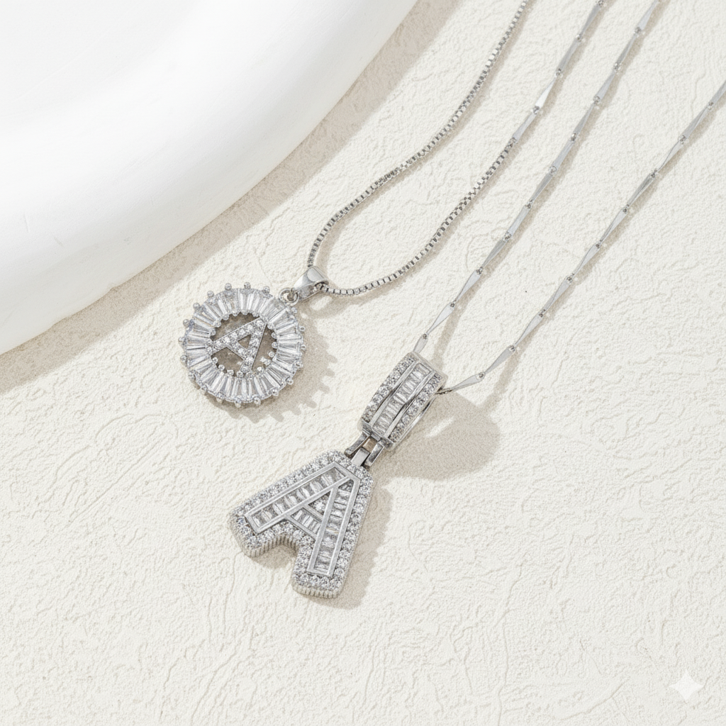 Twin Spark Initial Necklace Set