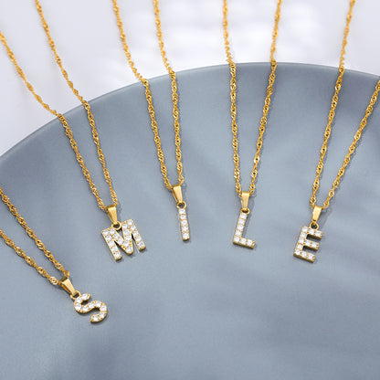 Shimmer Letter Charm Necklace