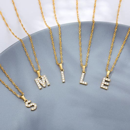 Shimmer Letter Charm Necklace
