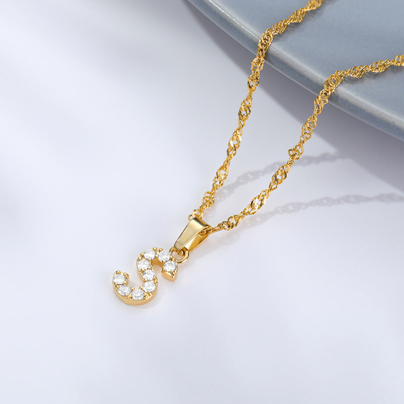 Shimmer Letter Charm Necklace