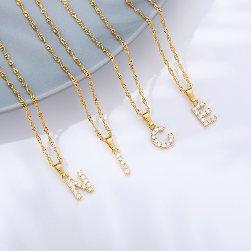 Shimmer Letter Charm Necklace
