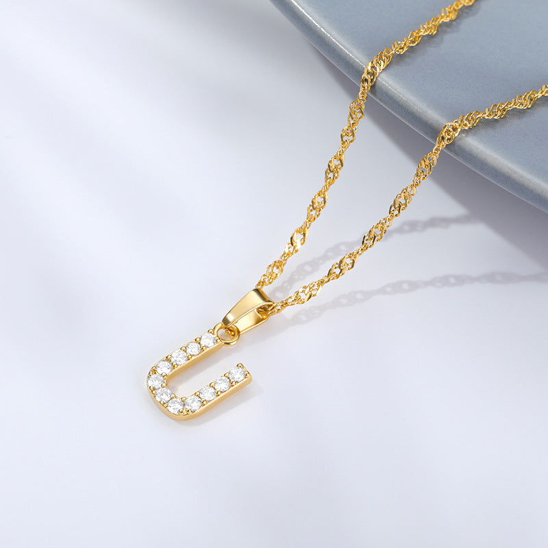 Shimmer Letter Charm Necklace
