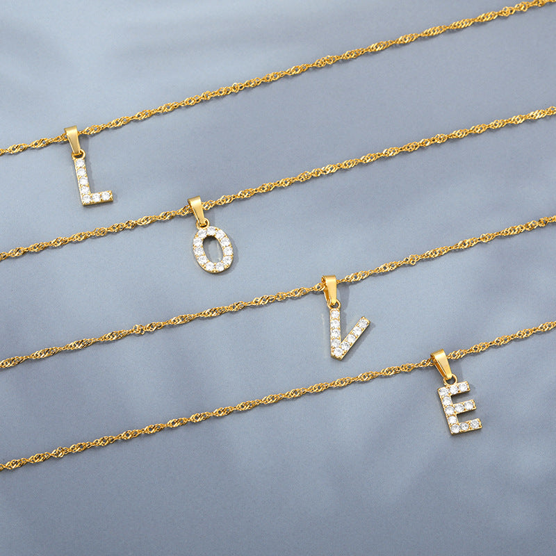 Shimmer Letter Charm Necklace