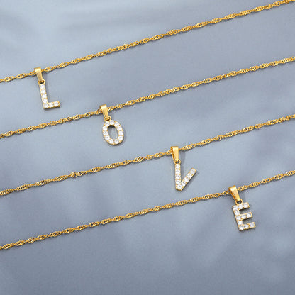 Shimmer Letter Charm Necklace