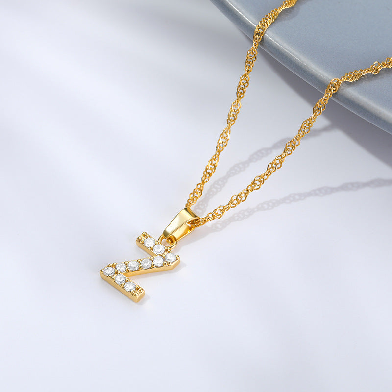 Shimmer Letter Charm Necklace