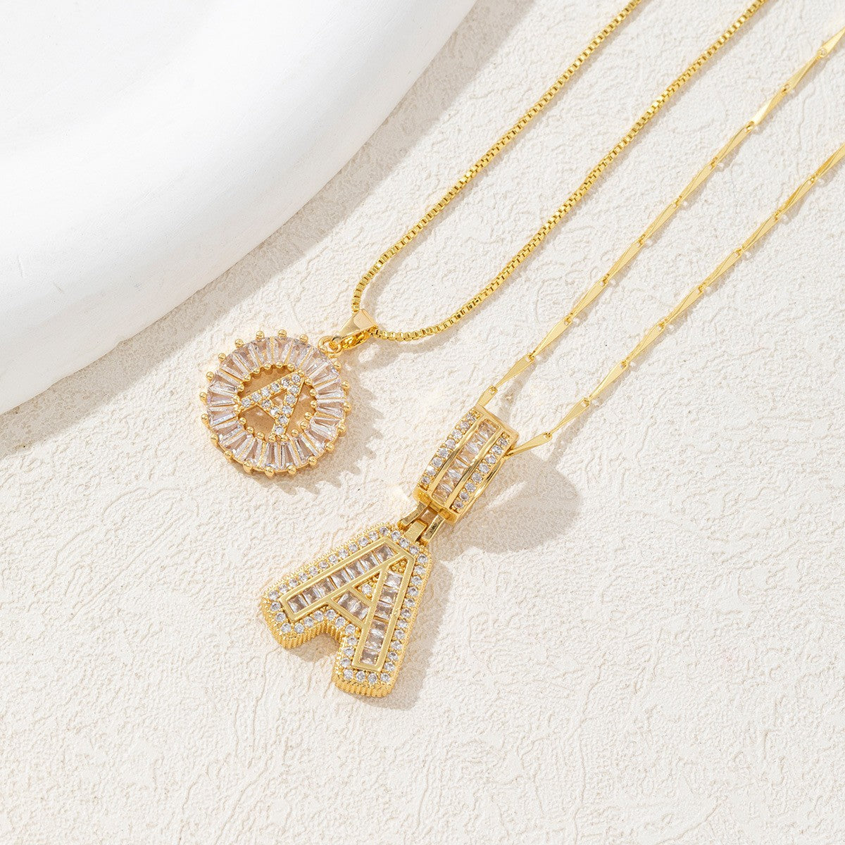 Twin Spark Initial Necklace Set