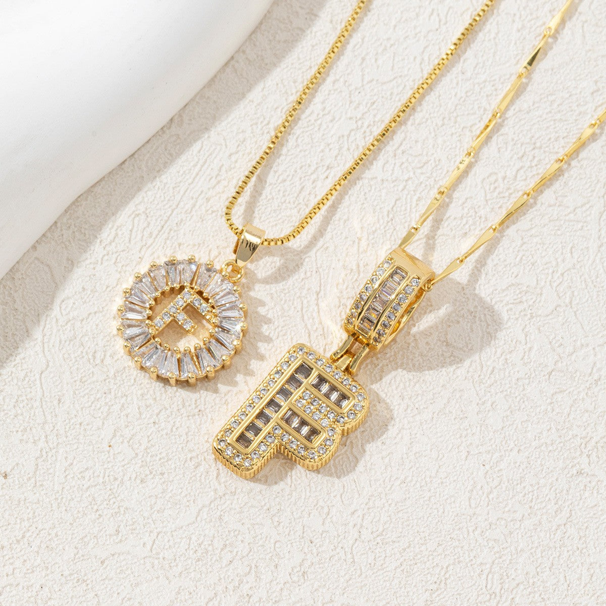 Twin Spark Initial Necklace Set