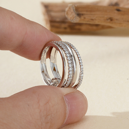 Four-ring Interlocking Pave Ring