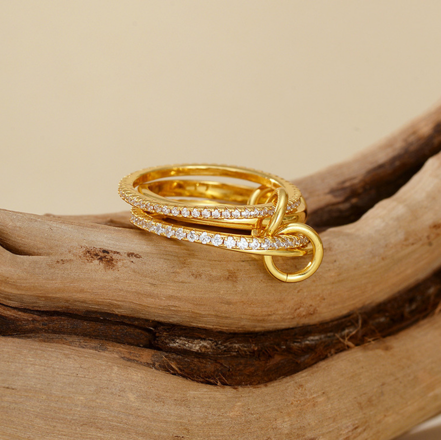 Four-ring Interlocking Pave Ring