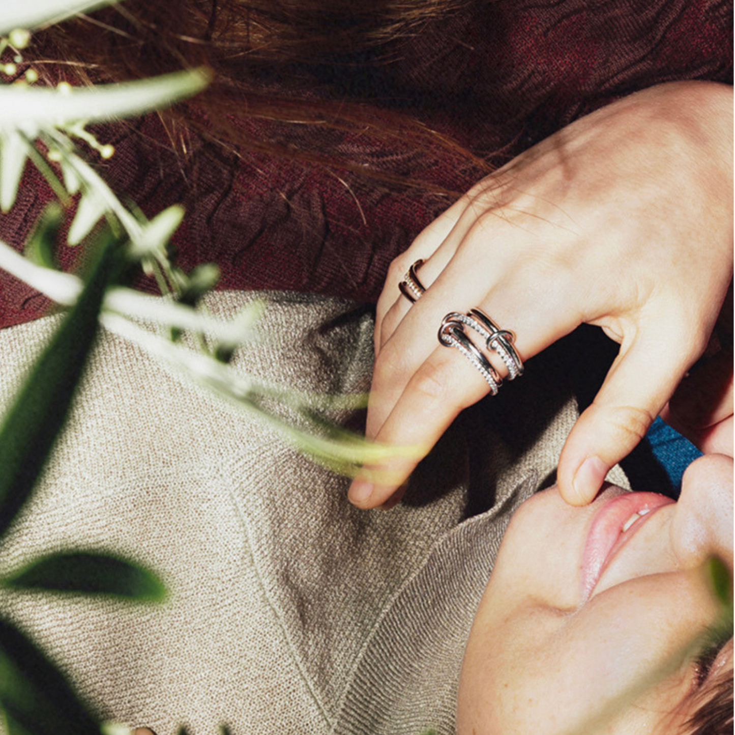 Four-ring Interlocking Pave Ring