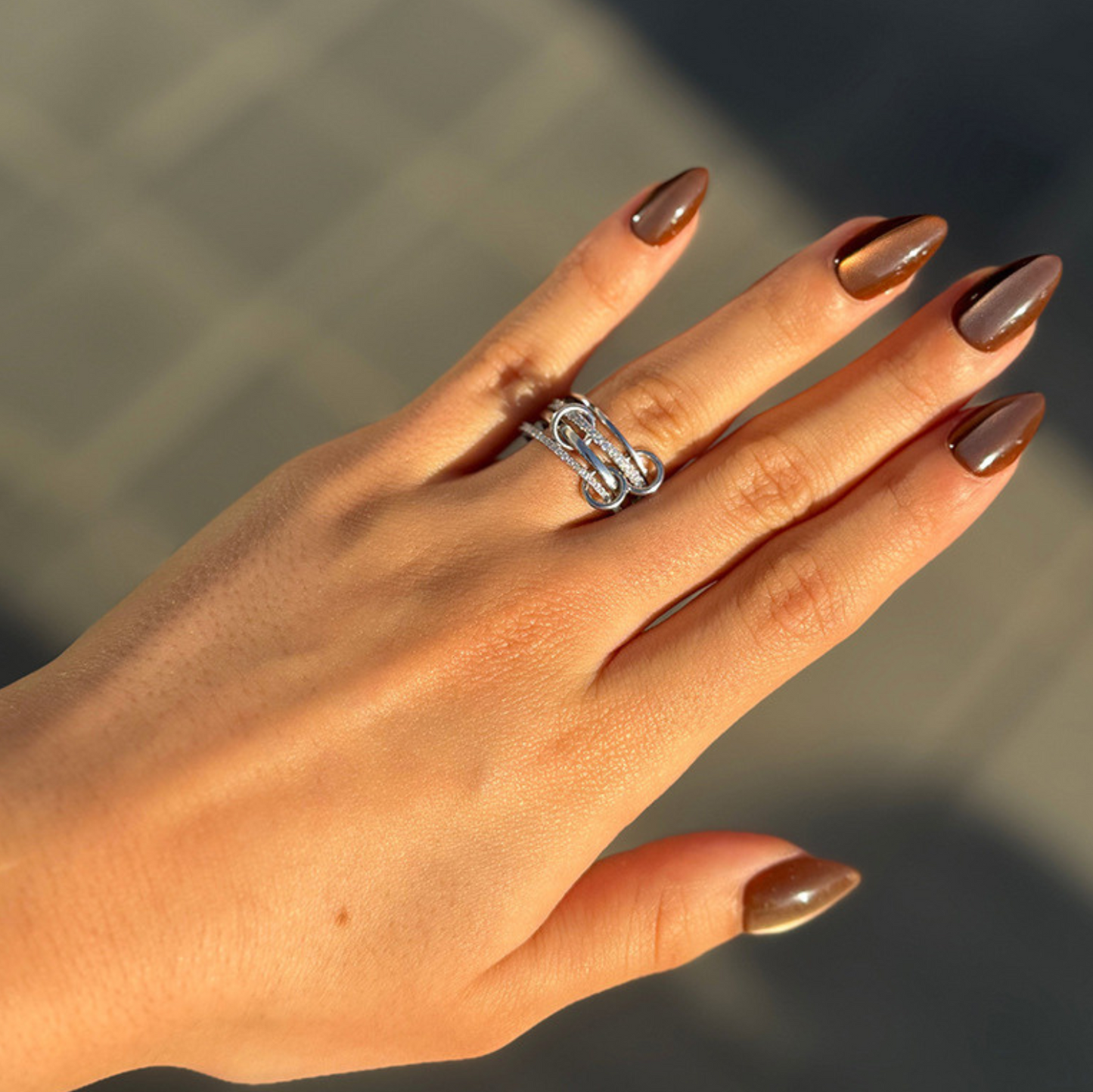 Four-ring Interlocking Pave Ring