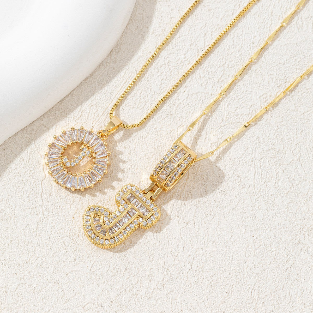 Twin Spark Initial Necklace Set