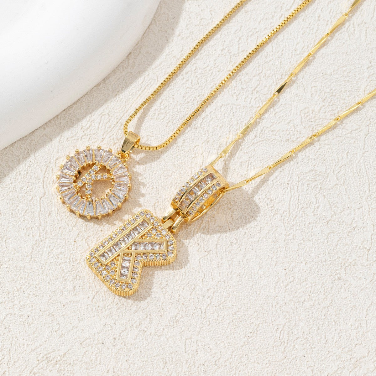 Twin Spark Initial Necklace Set