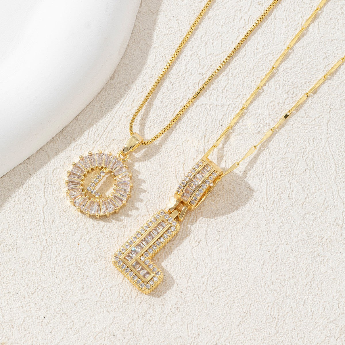 Twin Spark Initial Necklace Set
