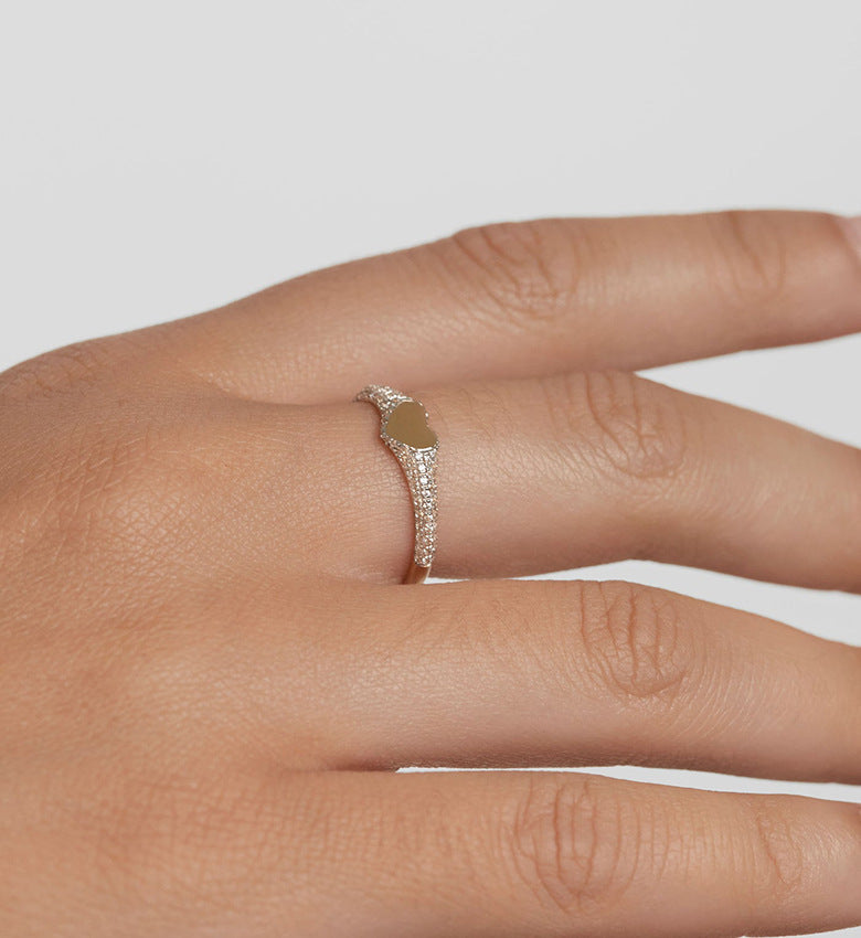 Pavé Heart Signet Ring