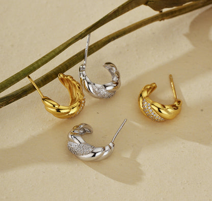 Twisted Sparkle Hoop Earrings