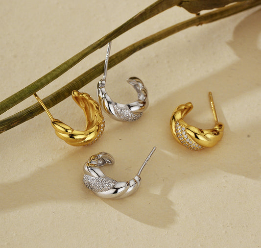 Twisted Sparkle Hoop Earrings