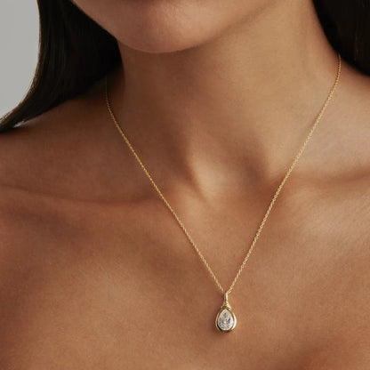 Water Drop Pearl Zircon Pendant Necklace