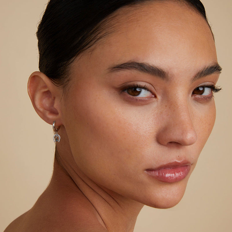 Horseshoe Charm Hoop Earrings