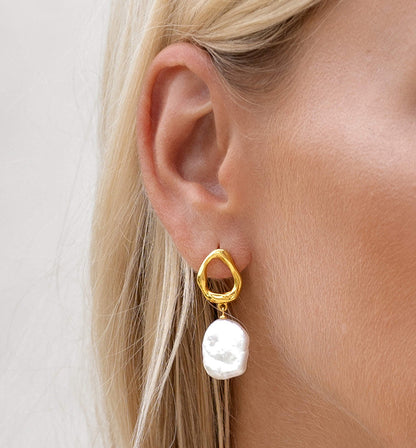 Textured Pearl Dangle Earrings