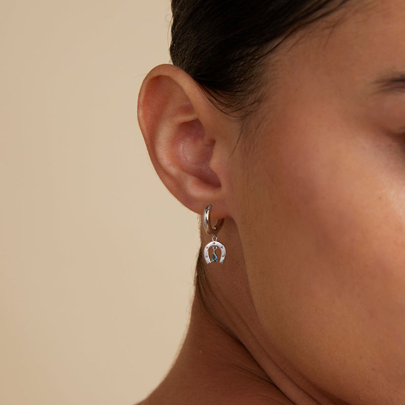 Horseshoe Charm Hoop Earrings