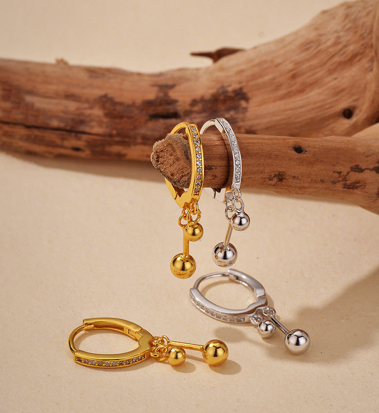 Ball Charm Huggie Hoop Earrings