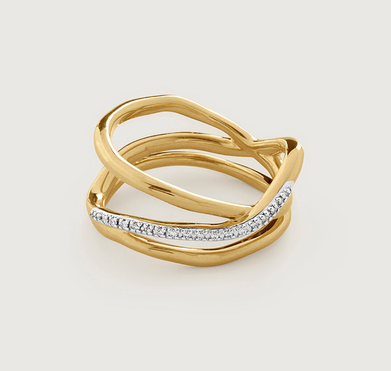 Triple Cross Layered Ring