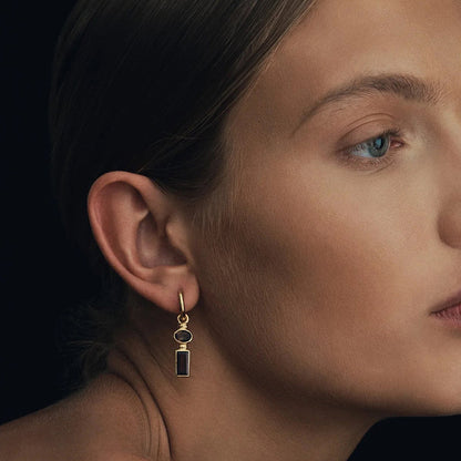 Square & Oval Geometric Pendant Earrings