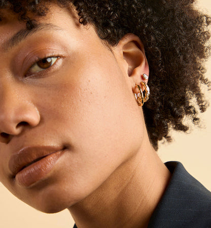 Pear Drop Bezel Hoop Earrings