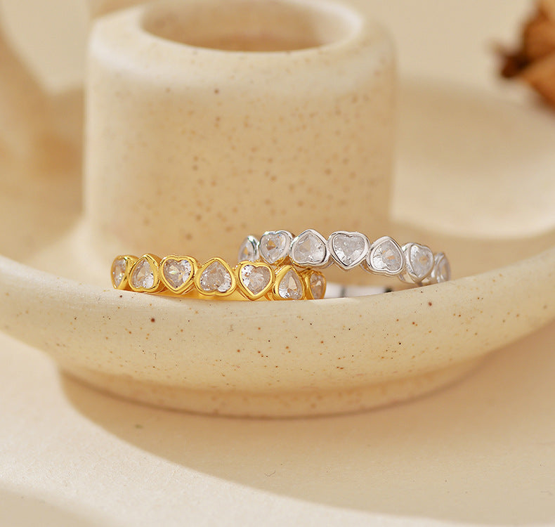 Half Eternity Heart Cut Ring