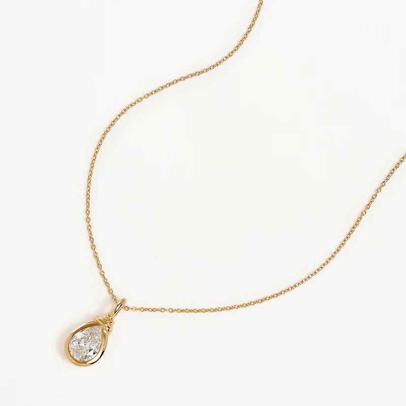 Water Drop Pearl Zircon Pendant Necklace