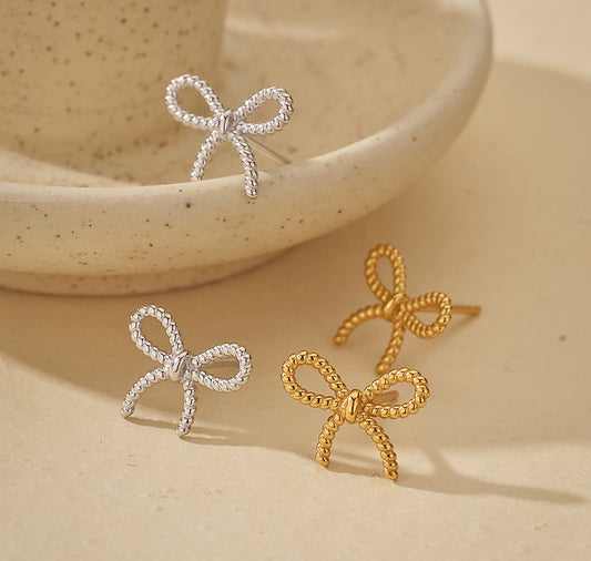 Twisted Bow Stud Earrings