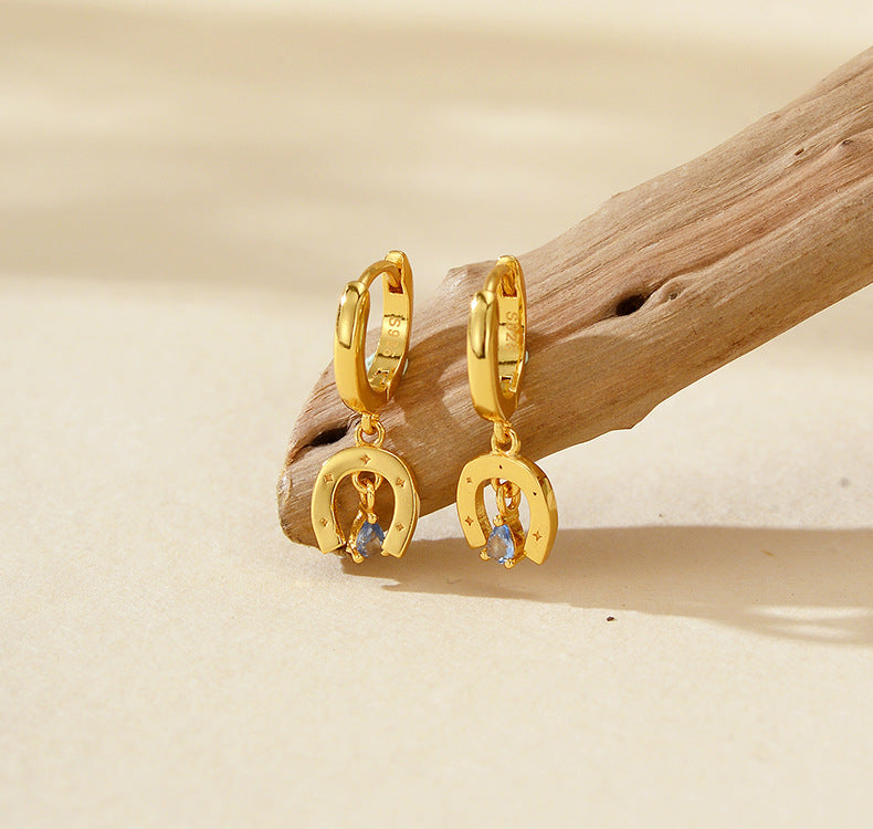 Horseshoe Charm Hoop Earrings