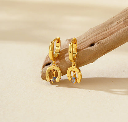 Horseshoe Charm Hoop Earrings