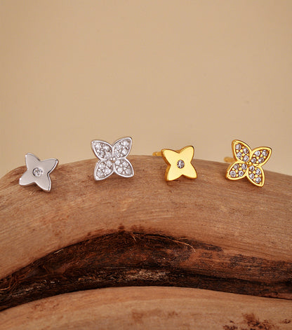 Four-Leaf Clover Flower Earrings