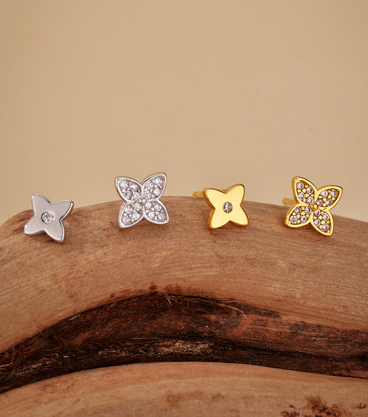 Four-Leaf Clover Flower Earrings
