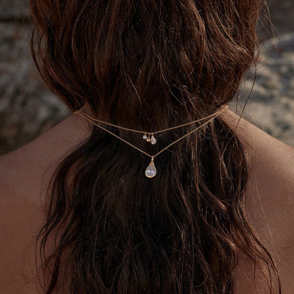 Water Drop Pearl Zircon Pendant Necklace