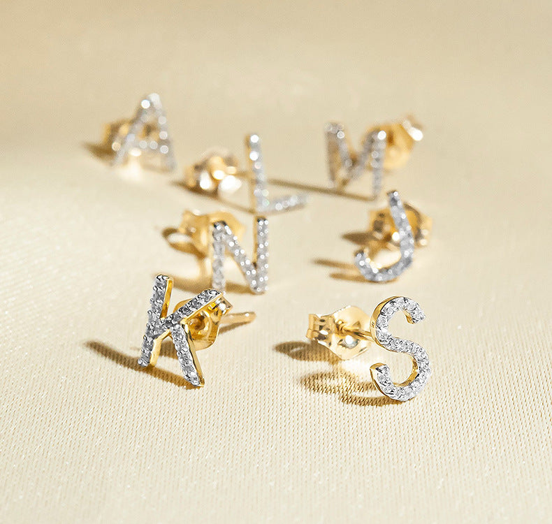 Alphabet Initial Stud Earrings