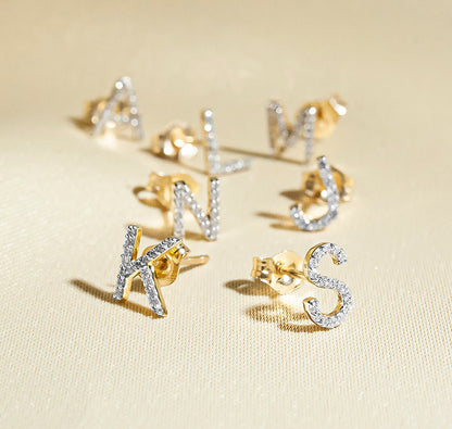Alphabet Initial Stud Earrings