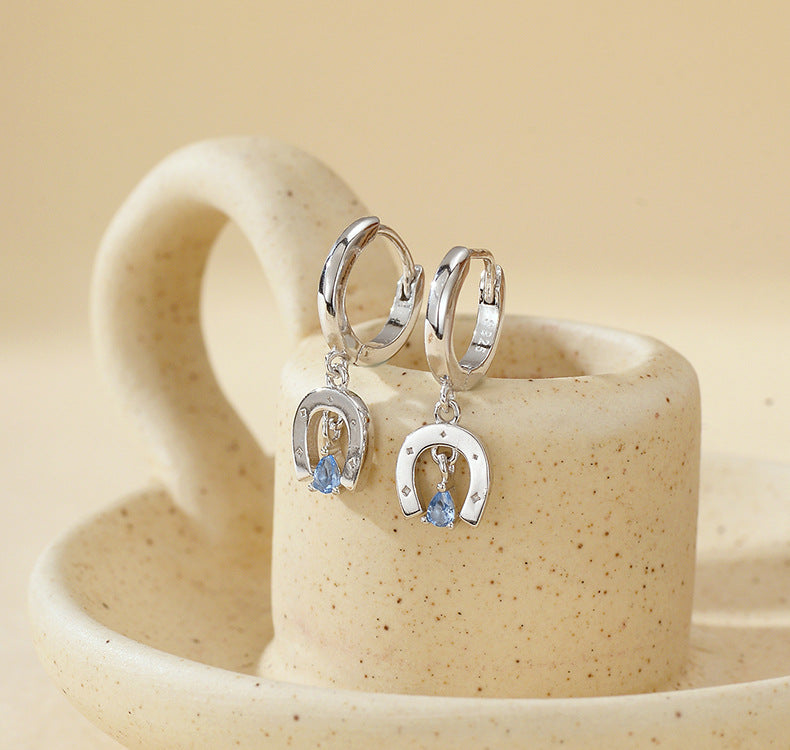 Horseshoe Charm Hoop Earrings