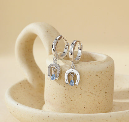 Horseshoe Charm Hoop Earrings