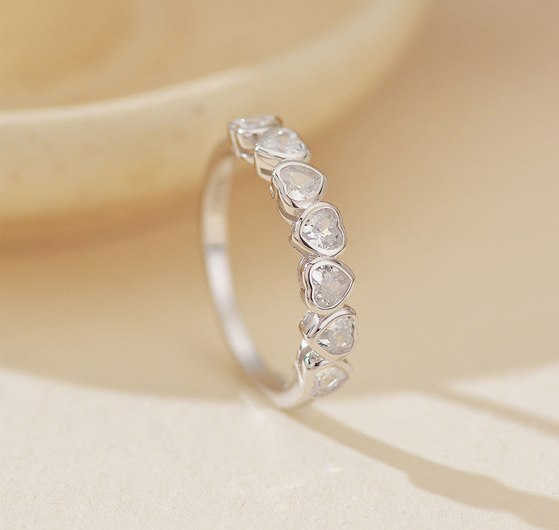 Half Eternity Heart Cut Ring