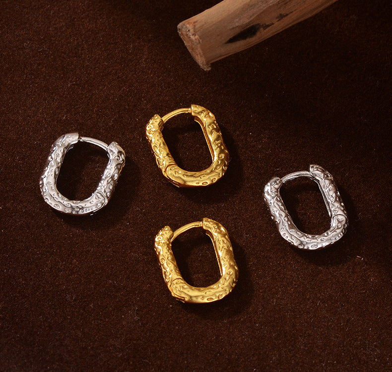 Hammered Oval Hoop Earrings