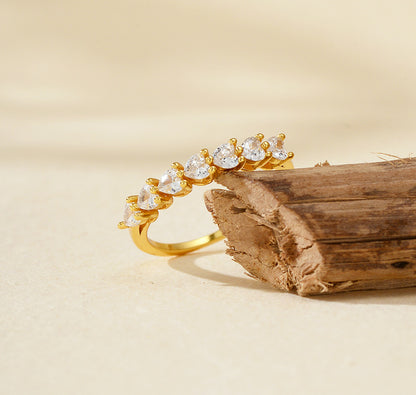 Half Eternity Heart Cut Ring