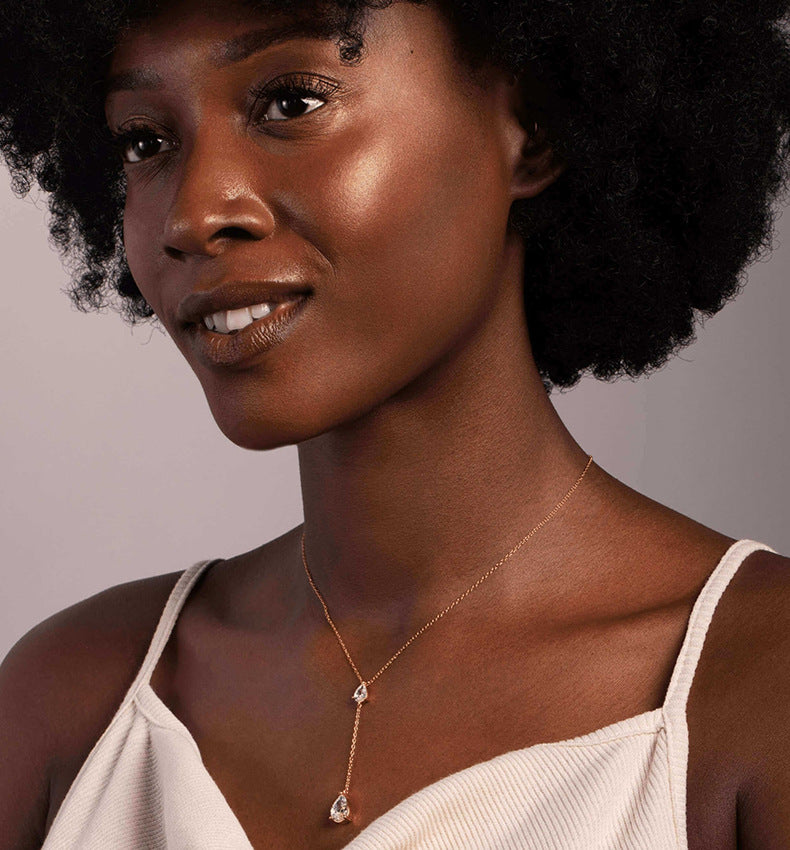 Water Drop Y Necklace with Tassel Detail