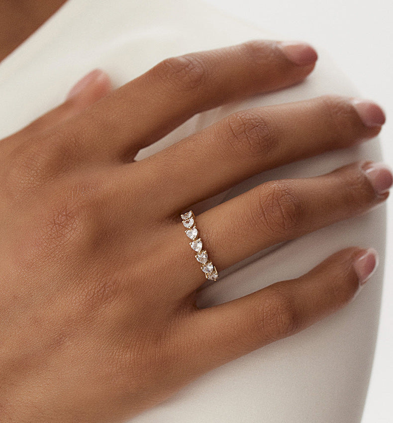 Half Eternity Heart Cut Ring