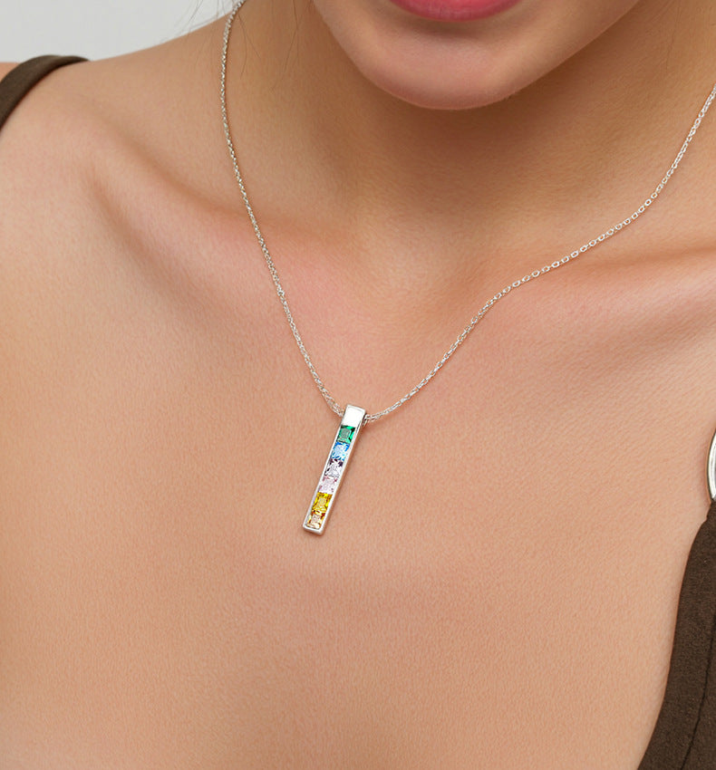 Rainbow Bar Pendant Necklace