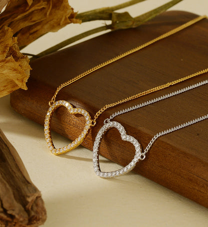Open Heart Outline Necklace