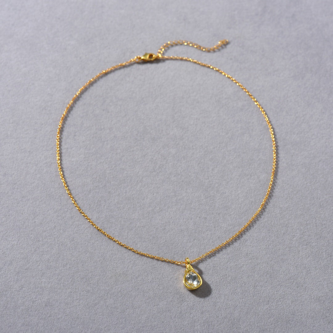 Water Drop Pearl Zircon Pendant Necklace