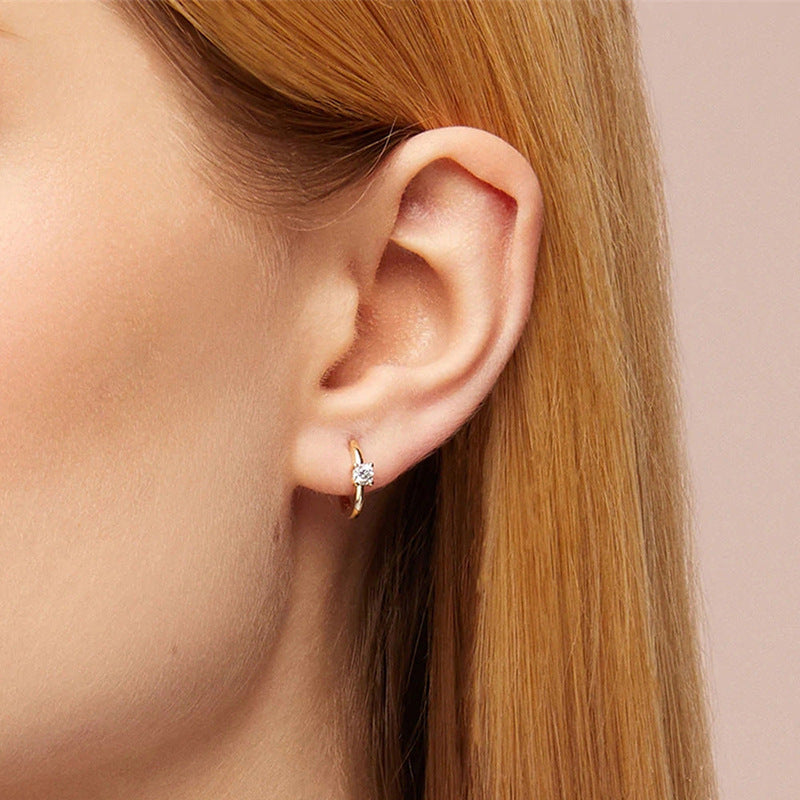 Solitaire Spark Hoop Earrings